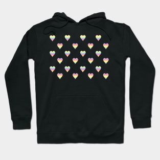 Mini Pastel Rainbow Horizontal Striped Hearts Hoodie